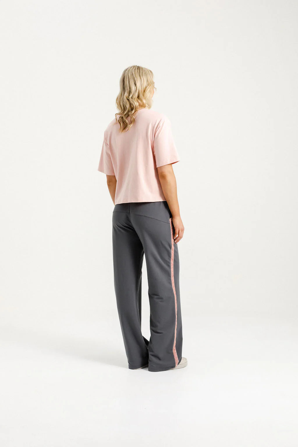 Homelee Palazzo Pants - Graphite with Blossom Tape