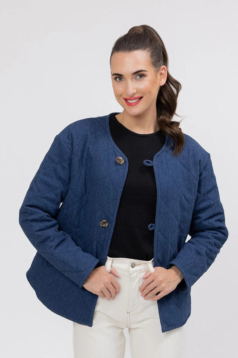 Leila + Luca Denim Quilt Tied Up Jacket