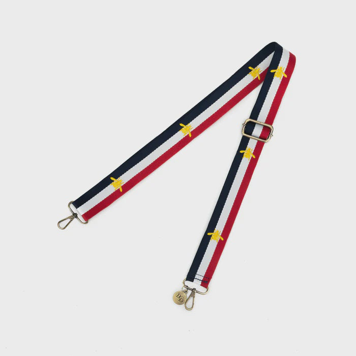 Black Caviar Handbag Strap - Bee Red & Navy