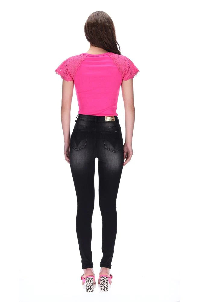 Honey Denim Cormac High Waisted Jean LONG LEG Black Wash