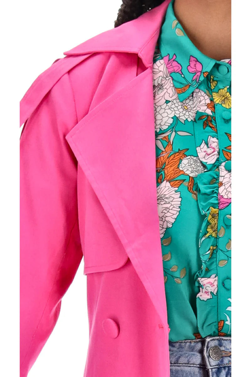 Charlo Lisa Cotton Trench Coat Pink