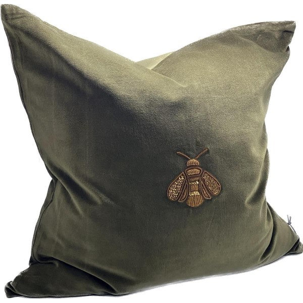 RFA Sanctuary Cushion Cover Hand Embroided Green/Gold Bee