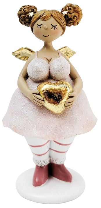 Urban Curvy Standing Angel Holding Heart