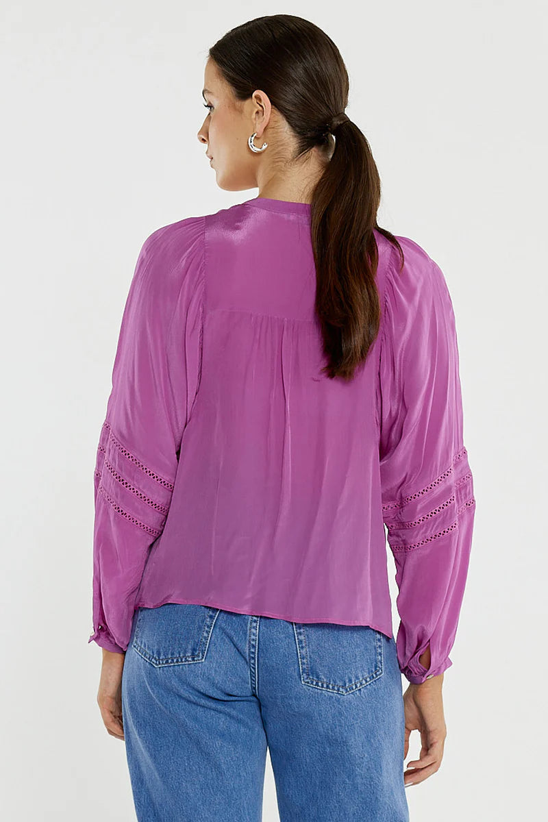 Sass Nic Trim Blouse - Fuschia Pink