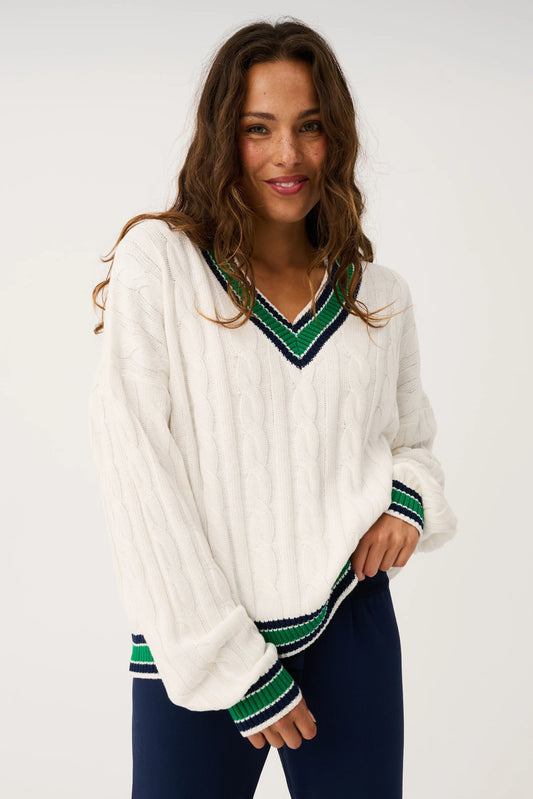 Cartel & Willow Asher Heritage Knit Sweater - Cream/Tide