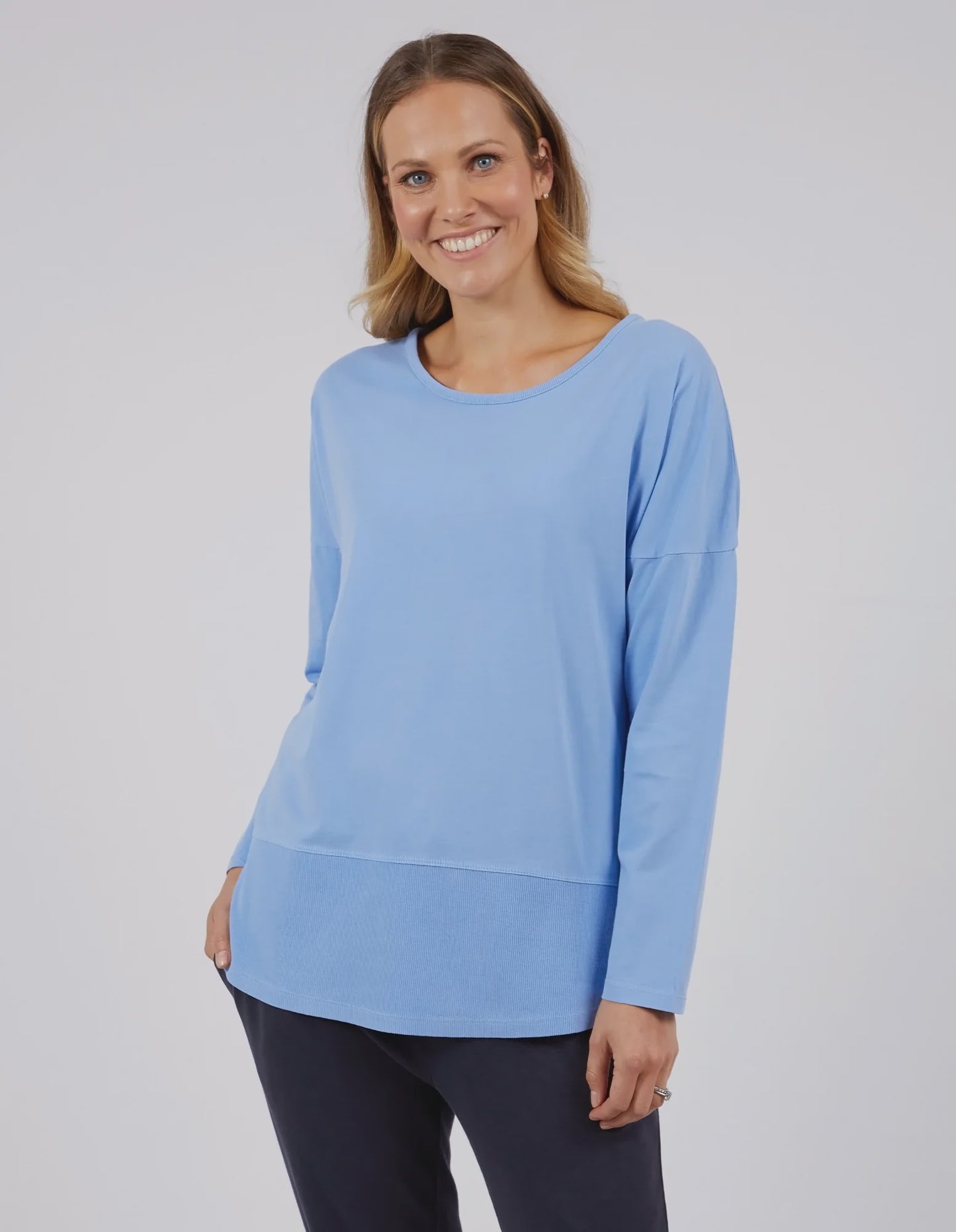 Elm Rib L/S Tee Hydrangea