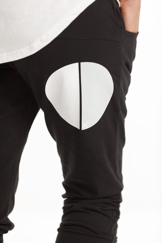 Homelee Apartment Pants - Black with White/Grey Circle Dot