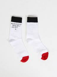 Federation Sock High Blk/Wht/Red 2 Pkt S/M