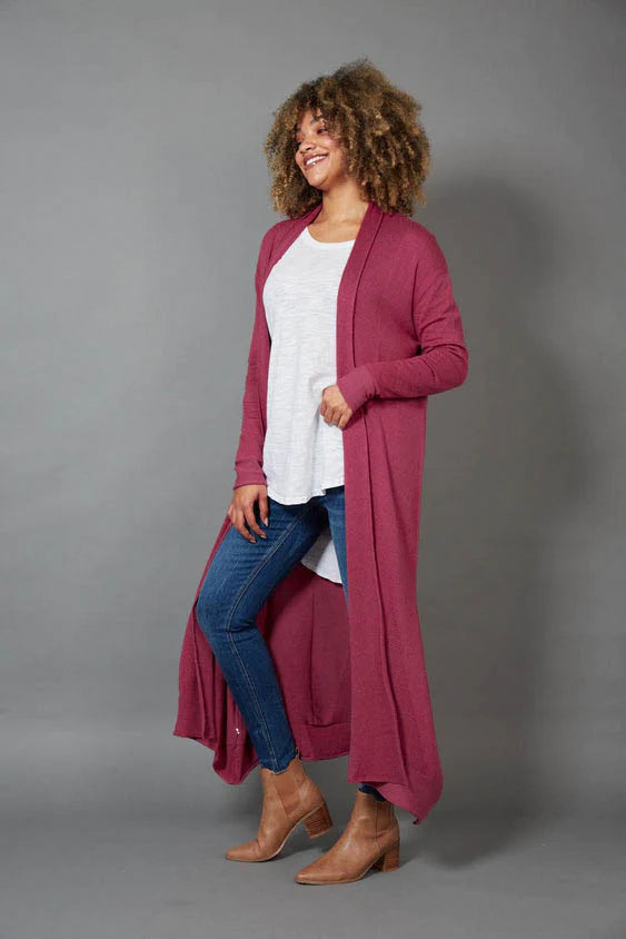 Eb & Ive Cleo Longline Cardigan Mulberry