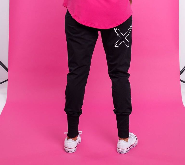 Homelee Winter Weight Apartment Pants - Black with White Outline X