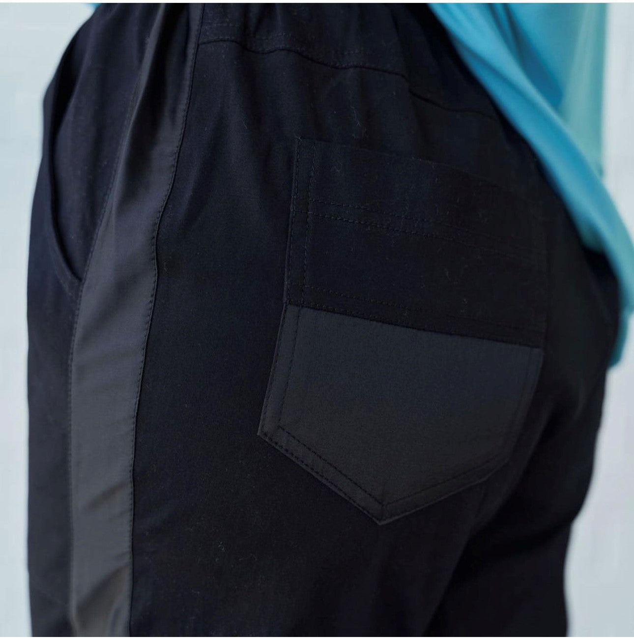 Style Laundry Cotton Twill Essential Pant with Satin Stripe Black