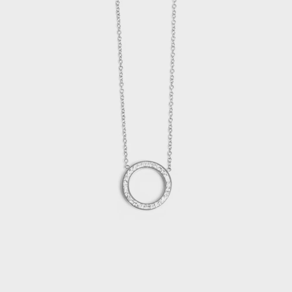A & C Oslo Necklace Steel Crystal Circle Silver
