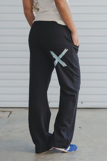 Homelee Avenue Pants - Winter Weight - Black with Sapphire Ivory X
