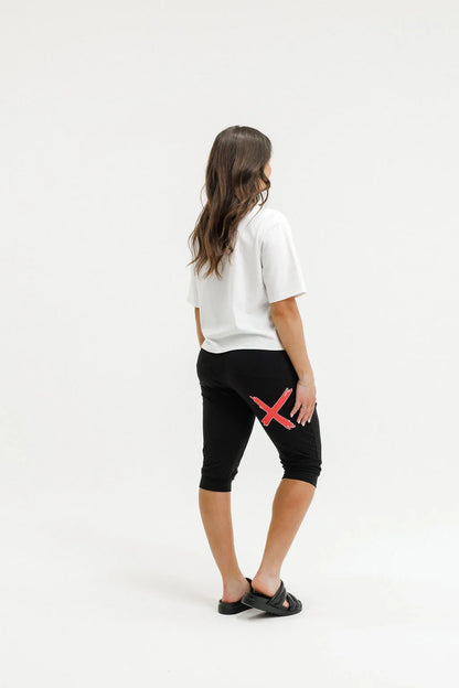 Homelee 3/4 Apartment Pants - Black with Cherry/ Blush X