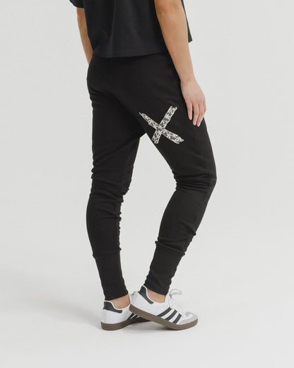 Homelee Apartment Pants - Winter Weight - Black with Graphite Daisy X