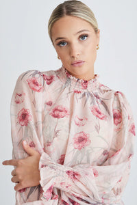 Ivy + Jack Emphatic Poppy Floral Shirred Neck L/S Top