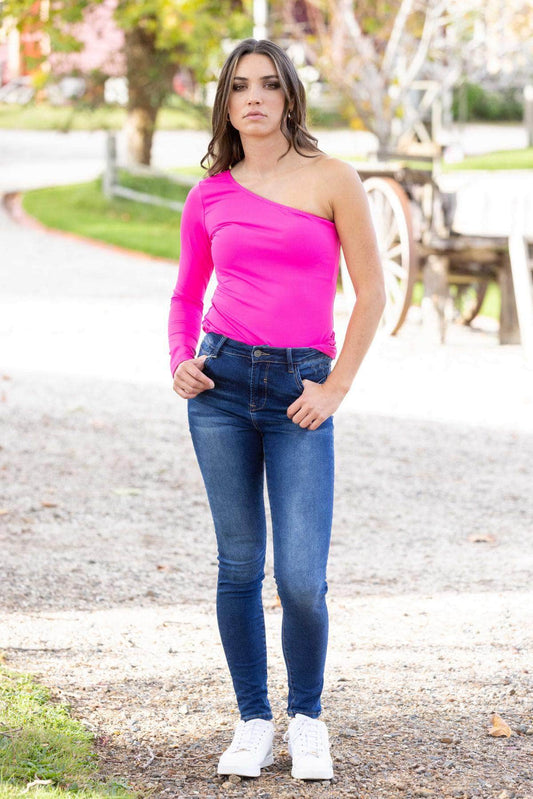 Honey Denim Cormac Dark High Waisted LONG LEG Jean Dark Blue