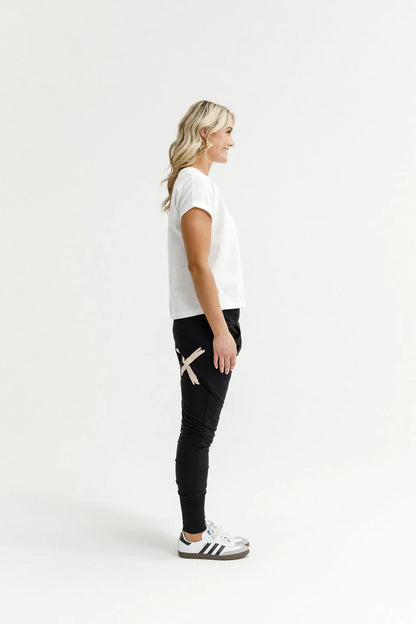 Homelee Apartment Pants - Winter Weight - Black with Peach Parfait X