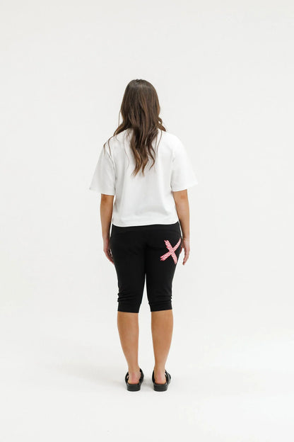Homelee 3/4 Apartment Pants - Black with Cherry/ Blush Squiggle X