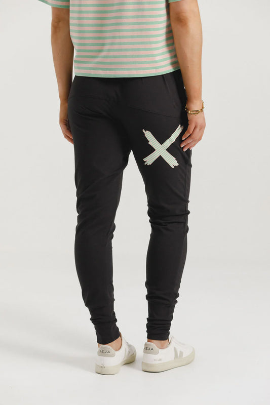 Homelee Apartment Pants - Black with Candy Apple X
