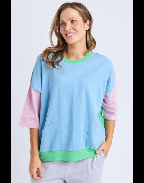 Elm Mazie Colour Block Sweat - Dusk Blu/Pnk/Spgr