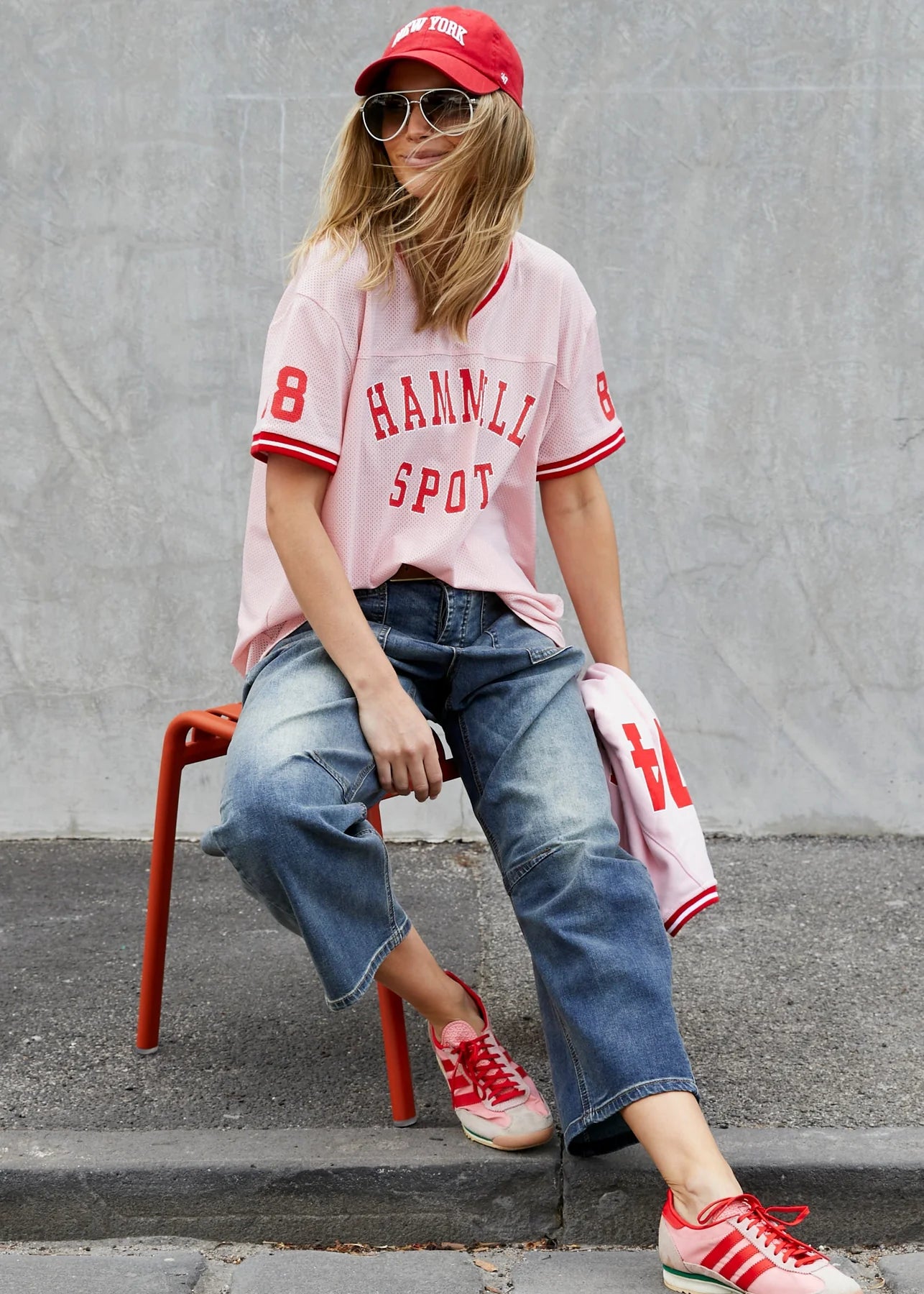 Hammill & Co 74 Retro Mesh Tee - Pink/Red