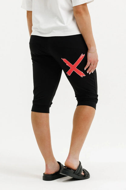 Homelee 3/4 Apartment Pants - Black with Cherry/ Blush X