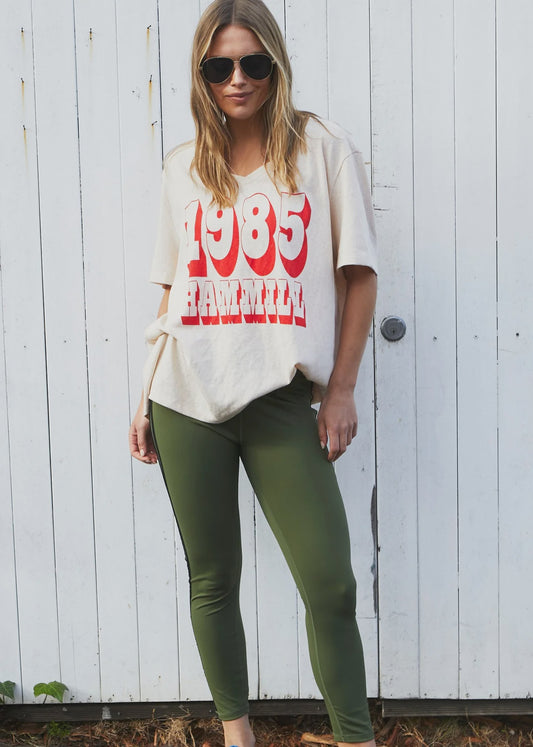 Hammill & Co Logo V Neck Tee - Natural