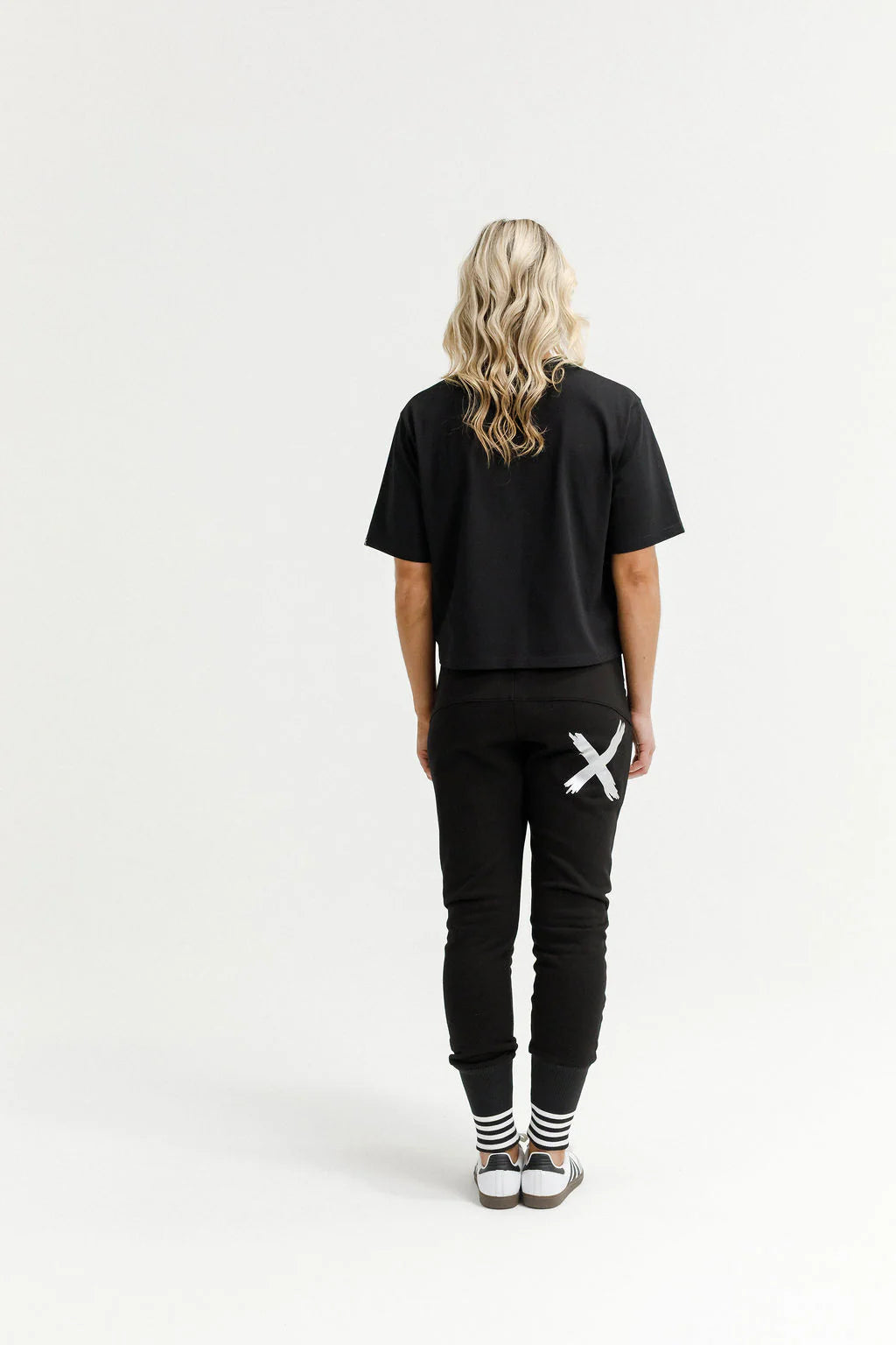 Homelee Apartment Pants - Alpine Weight - Black with Silver X & Striped Cuffs
