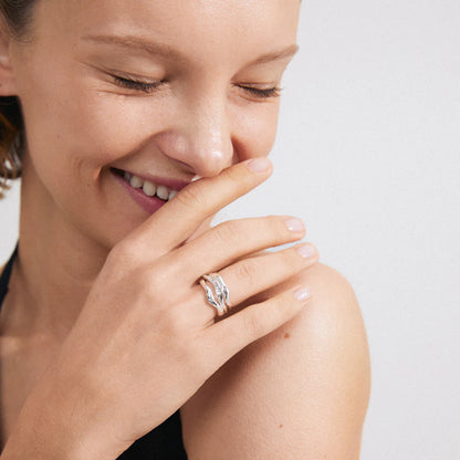 Pilgrim True Ring 3 in 1 Set - Sliver Plated Crystal