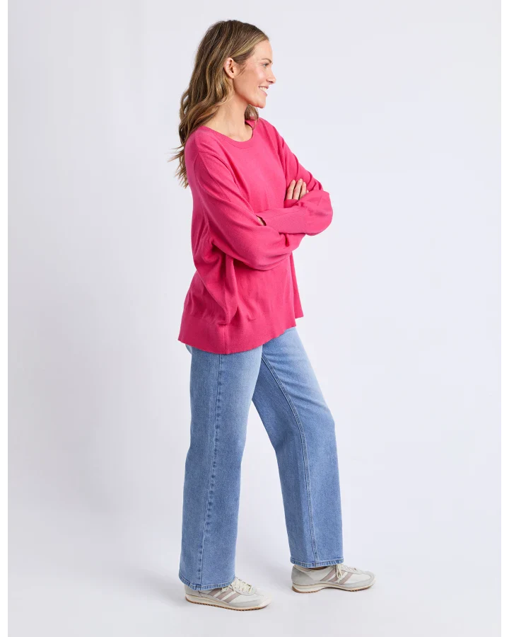 Elm Sunny Long Sleeve Knit Top - Hot Pink