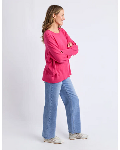 Elm Sunny Long Sleeve Knit Top - Hot Pink