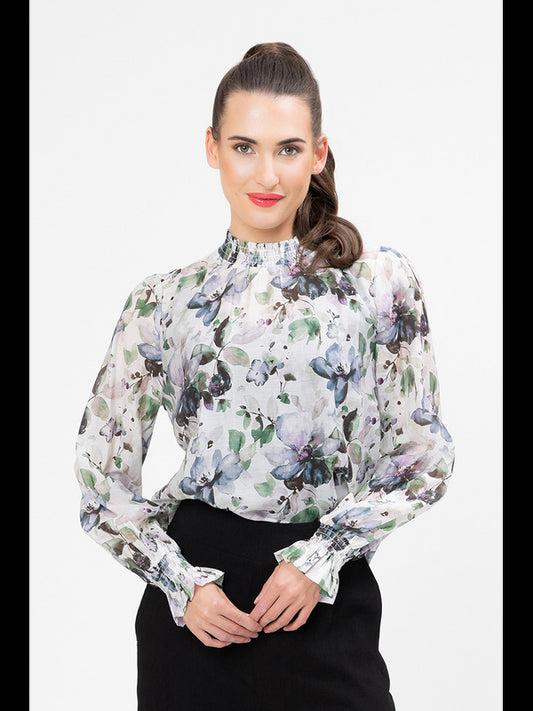 Seeking Lola Notting Hill L/S Top - Water Bloom
