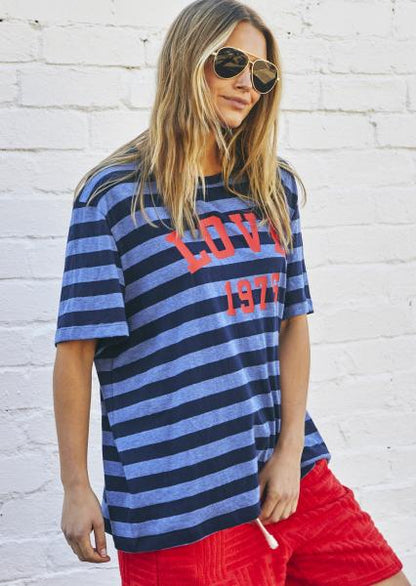 Hammill & Co Stripe Love 1976 Tee - Navy