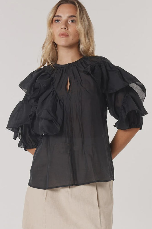 Fate & Becker Celeste Ruffled Blouse - Black