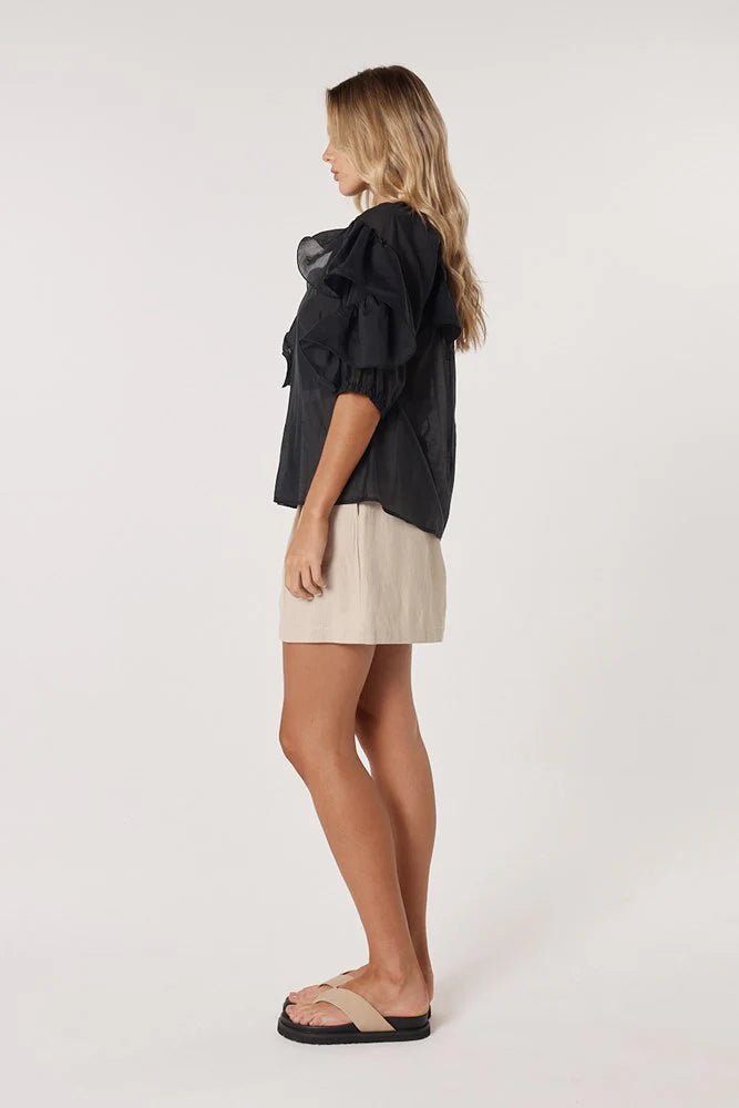 Fate & Becker Celeste Ruffled Blouse - Black