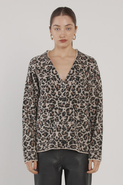 Fate & Becker Marlowe Fluffy Cardigan - Animal Print