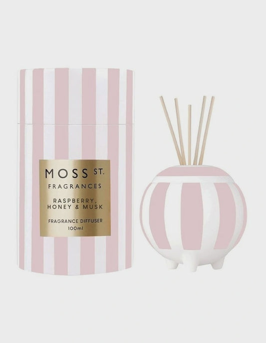 Moss St. Ceramic Diffuser 100ml - Raspberry Honey & Musk