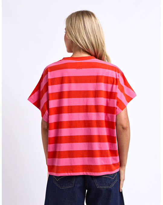 Elm Poet Tee - Tangello/ Pink Stripe