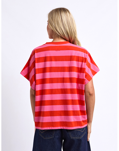 Elm Poet Tee - Tangello/ Pink Stripe