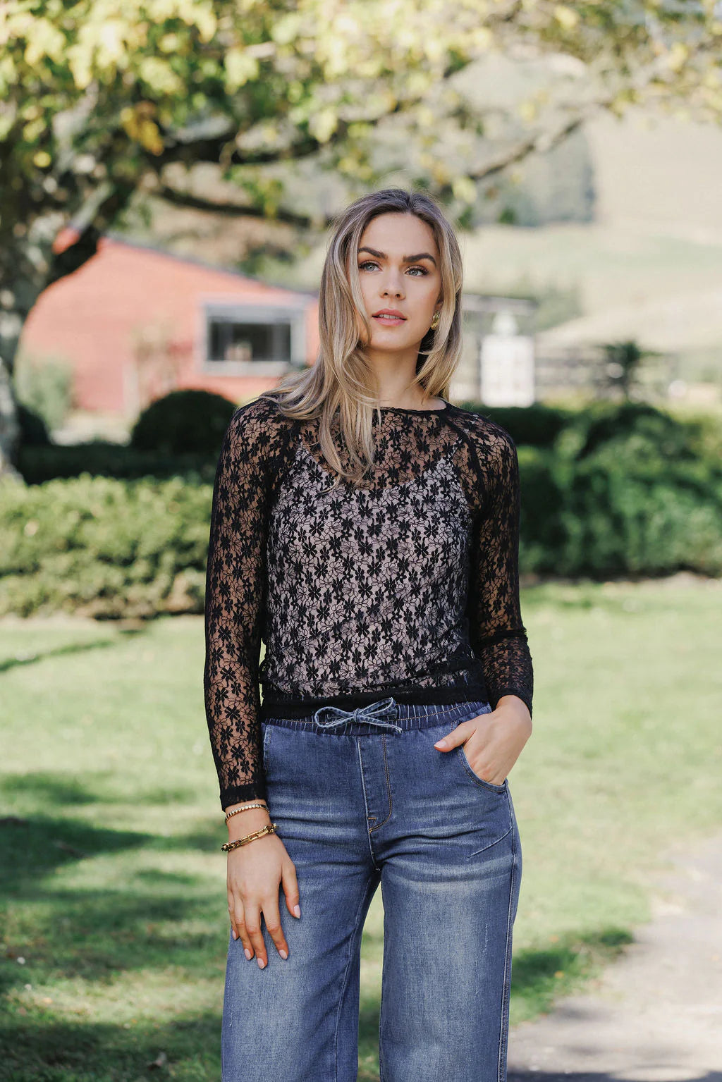 Homelee Knox Lace Long Sleeve - Black Meadow
