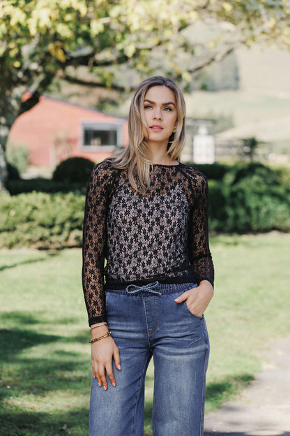 Homelee Knox Lace Long Sleeve - Black Meadow