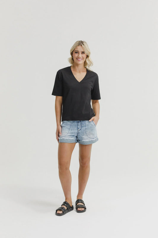 Homelee V Neck Tee - Black
