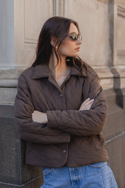 Among the Brave Absolute Collared Quilted Jacket - Chocolate