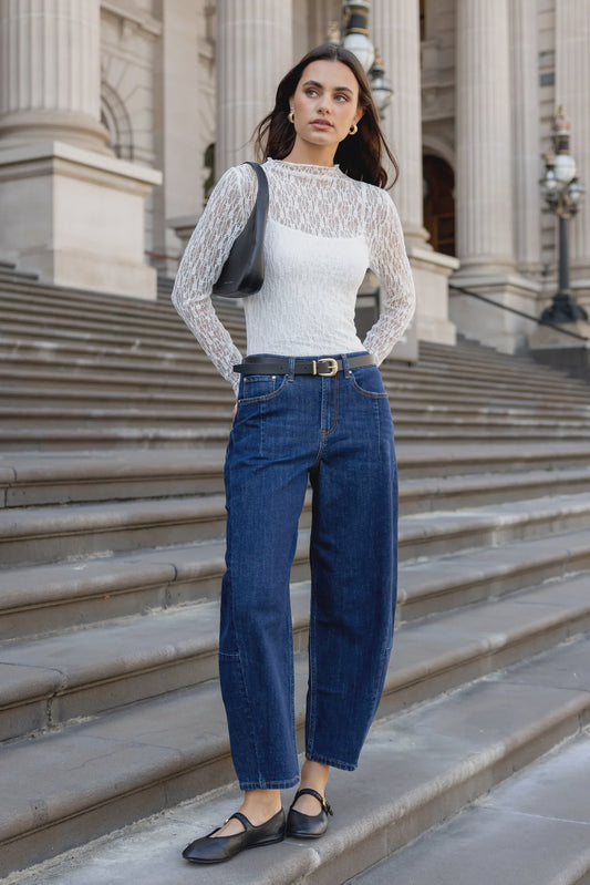 Among the Brave Graduate Stretch Barrel Jeans - Dark Blue