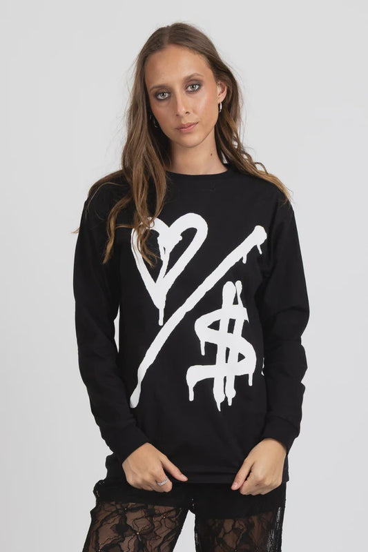 Federation Long Sleeve Good Cuff - Love /Money  - Black
