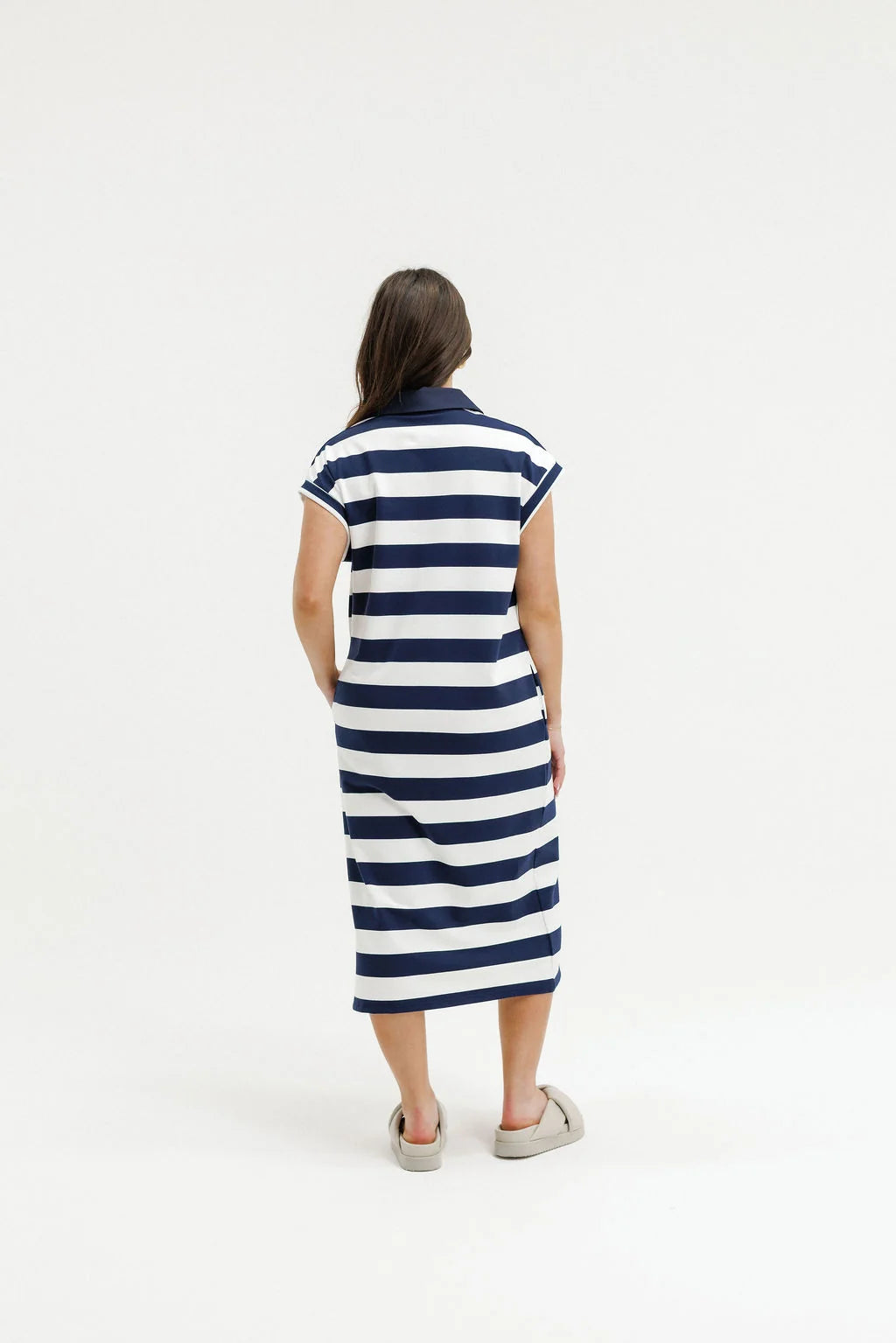 Homelee Della Dress - Navy Stripe