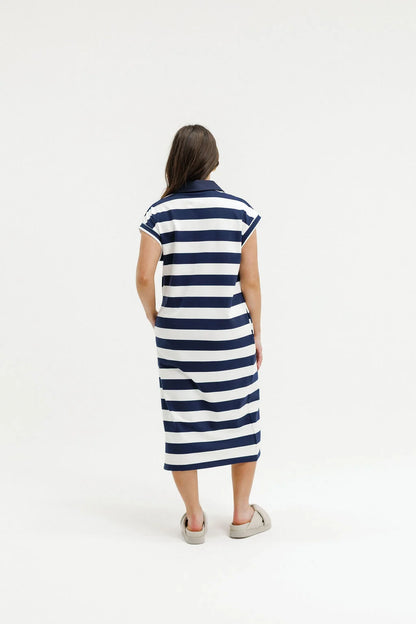 Homelee Della Dress - Navy Stripe