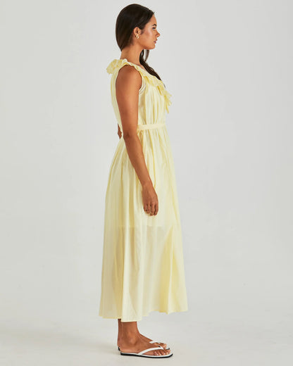 Sass Lilla Ruffled Neck Dress - Butter Yellow