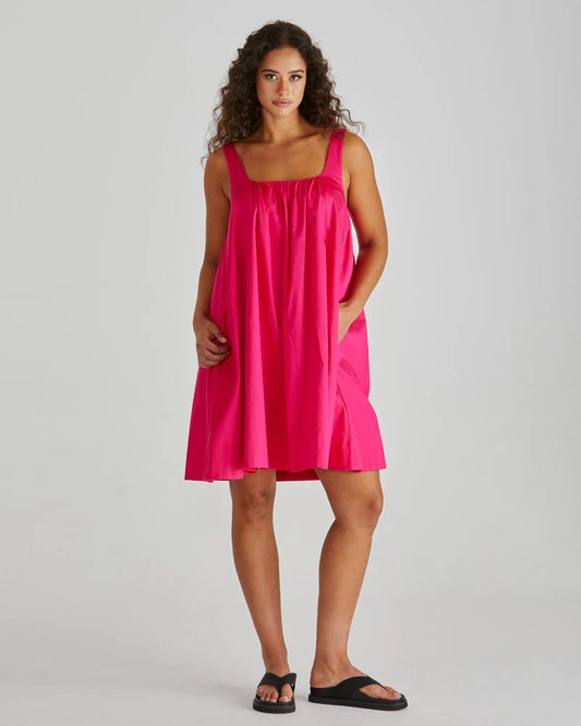 Sass Ellis Mini Baby Doll Dress - Hot Pink